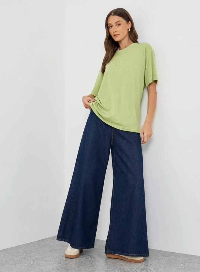 Styli Styli Embossed Slogan Print Oversized T-Shirt