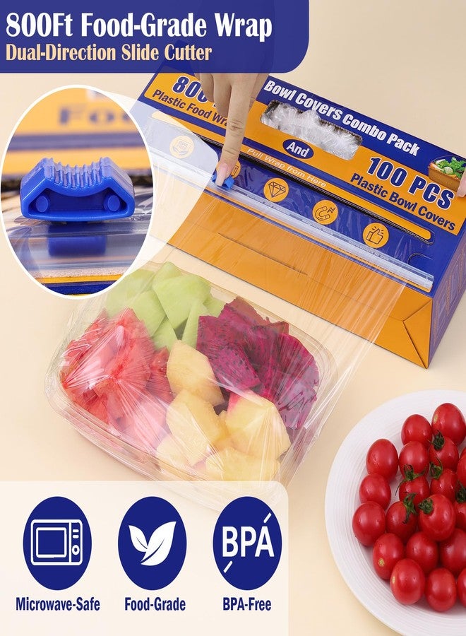 Navona Plastic Wrap with Slide Cutter for Food, 800Ft Cling Film with Magnetic Back, Includes 100 Reusable Plastic Bowl Covers for Home & Commercial Use Food Service, BPA Free - Image 5
