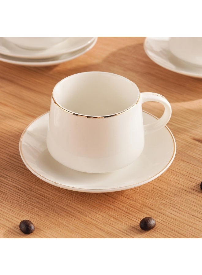 Pan Home Liva 12-Piece Coffee Cup & Saucer Set 180Ml - White - Image 3