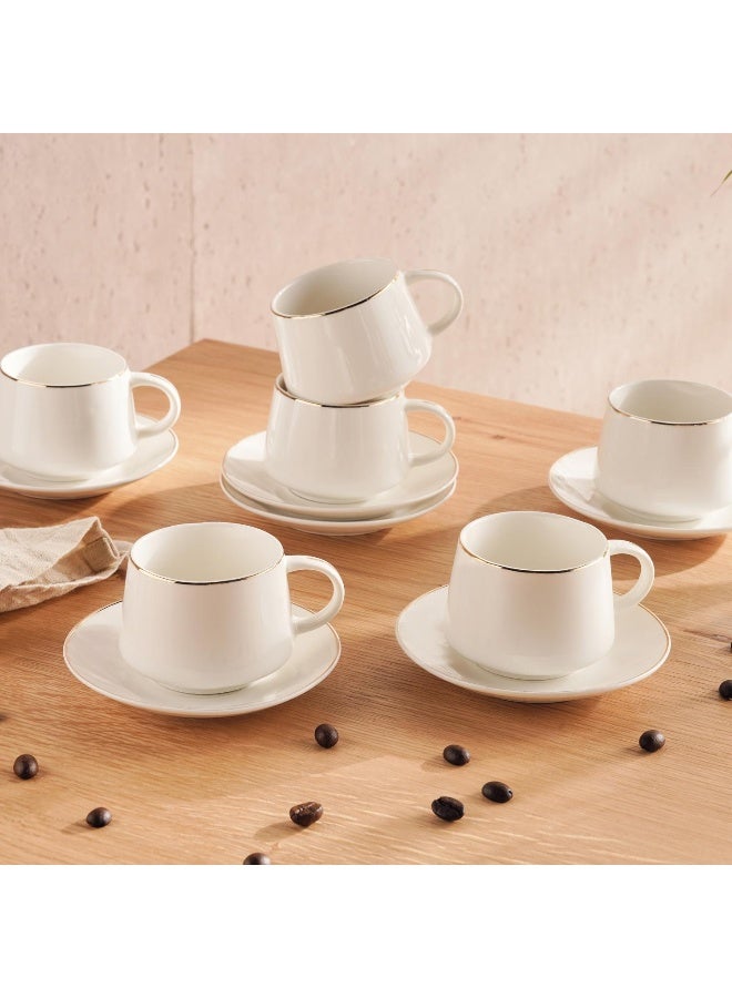 Pan Home Liva 12-Piece Coffee Cup & Saucer Set 180Ml - White - Image 1