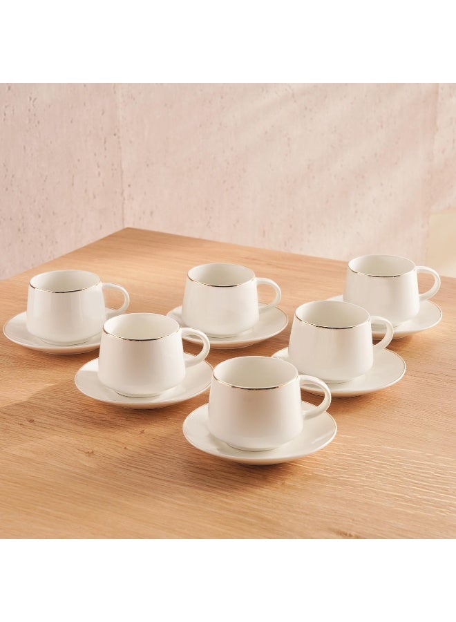 Pan Home Liva 12-Piece Coffee Cup & Saucer Set 180Ml - White - Image 2