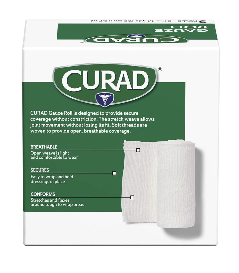 CURAD Stretch Rolled Gauze 3 x 41 yds Pack of 24 - Image 4