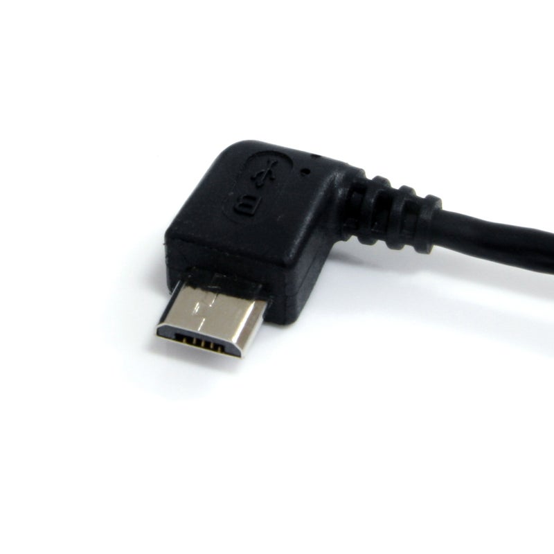 StarTech.com 1 ft. (0.3 m) USB to Micro USB Cable - USB 2.0 A to Left Angle Micro B - Black - Micro USB Cable (UUSBHAUB1LA) - Image 2