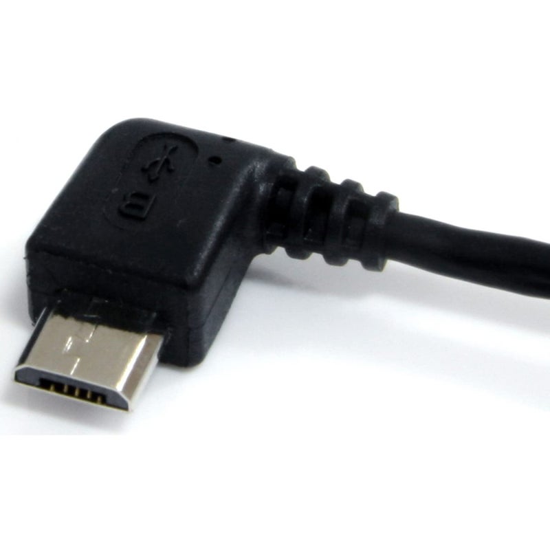 StarTech.com 1 ft. (0.3 m) USB to Micro USB Cable - USB 2.0 A to Left Angle Micro B - Black - Micro USB Cable (UUSBHAUB1LA) - Image 4