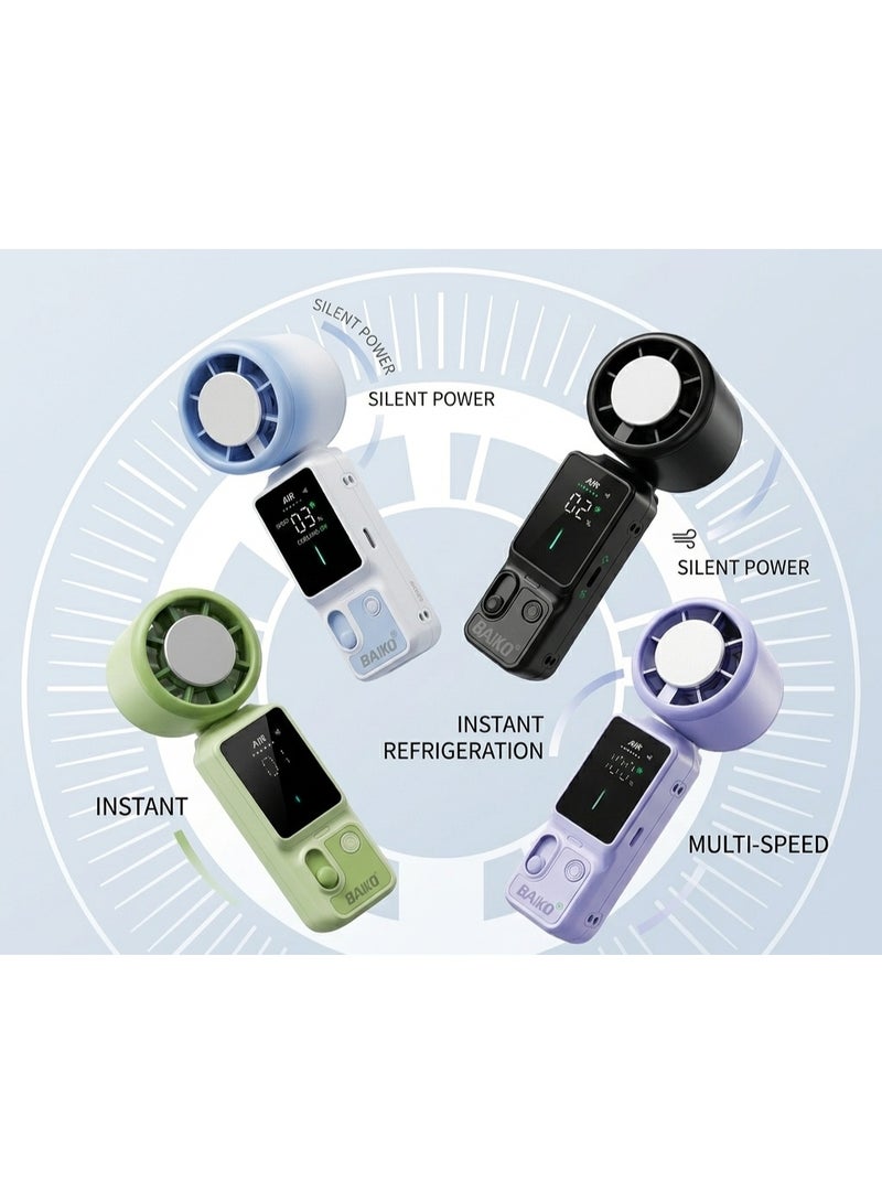 BAIKO SS039 Portable Foldable Mini Handheld Fan with LED Digital Display, Type-C Charging, 3000mAh Battery, High-Speed Cooling Fan for Office, Travel, Camping & Home - Image 2