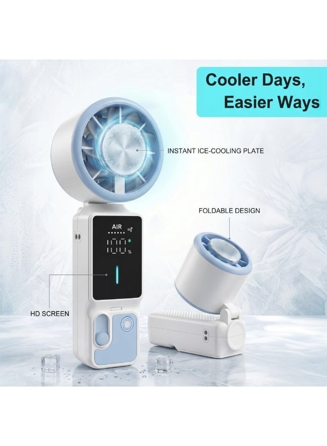 BAIKO Portable Mini Handheld Fan 3000mAh Battery Type-C Charging, , High-Speed Cooling and Foldable Fan with LED Digital Display for Office, Travel, Camping & Home - Image 1