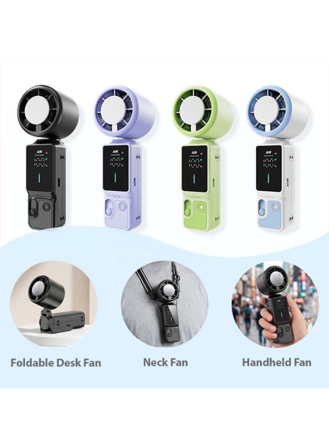 BAIKO Portable Mini Handheld Fan 3000mAh Battery Type-C Charging, , High-Speed Cooling and Foldable Fan with LED Digital Display for Office, Travel, Camping & Home - Image 4