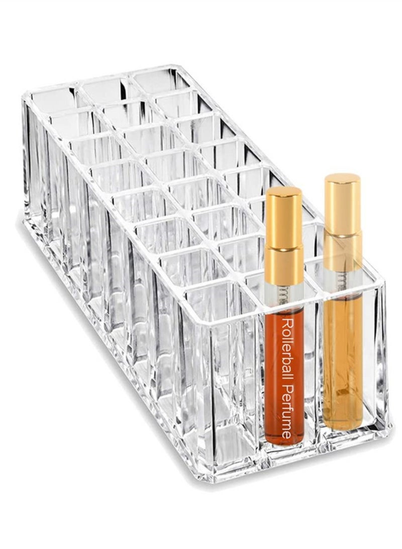 Clear Acrylic Lipstick Organizer and Makeup Brush Holder, 24 Slot Versatile Cosmetic Storage Caddy for Easy Organization - Image 4
