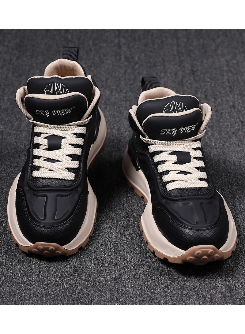 SKY VIEW Men Fashion Casual Shoes Mid Top Double Tongue Design Hiking Sneakers Non-Slip Trekking Walking Shoes Running Shoes for Men with Arch Support - Image 2