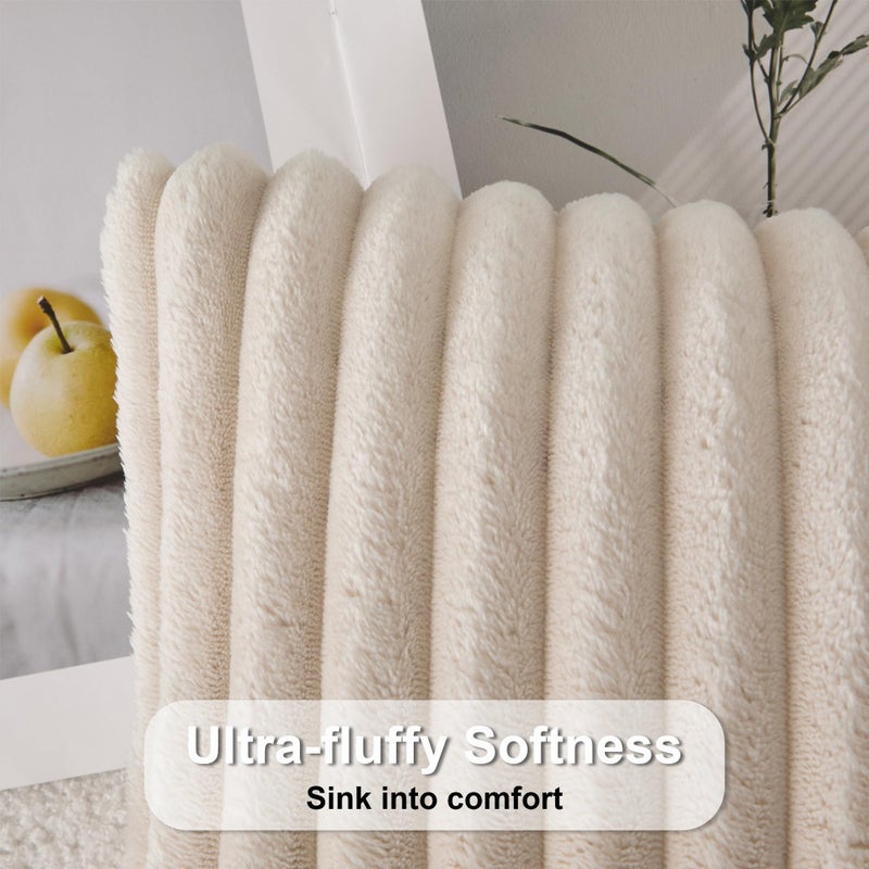 UGS UGASA UGASA Lumbar Throw Pillow Cover 14x24 Inch Set of 1 Super Soft Faux Fur Decorative Pillow Case Plush Flannel Texture Accent Rectangle Pillowcase for Sofa Couch Living Room Chair, Beige - Image 2