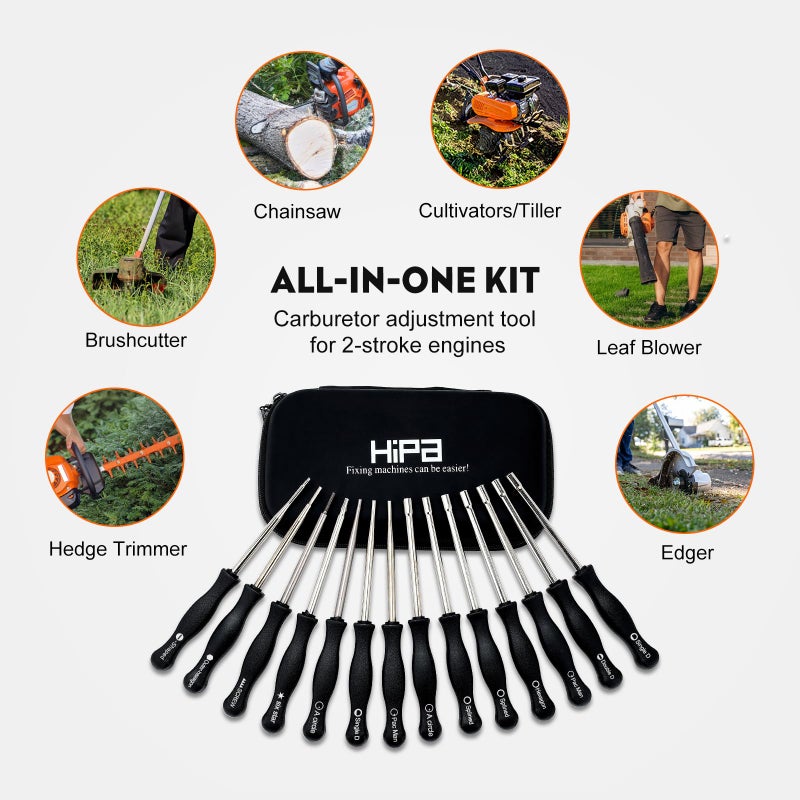 Hipa Pack-of-14 Carburetor Adjustment Tool Carburator Adjusting Kit for 2-Cycle Small Engine Compatible with Poulan STHIL Echo Ryobi Troy Bilt Trimmer Weedeater Chainsaw - Image 2