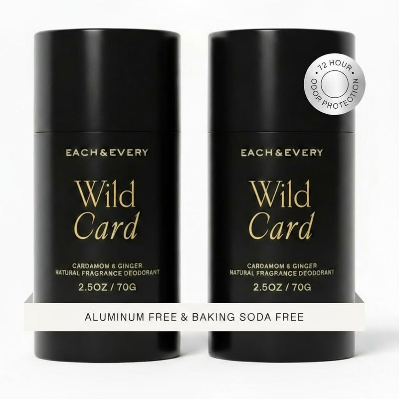 Each & Every All Natural Deodorant for Women & Men - Sensitive Skin, Vegan, Baking Soda & Aluminum-Free Deodorant - Clean Long Lasting Odor Control - Cardamom & Ginger Natural Fragrance (2.5oz, 2pk) - Image 1