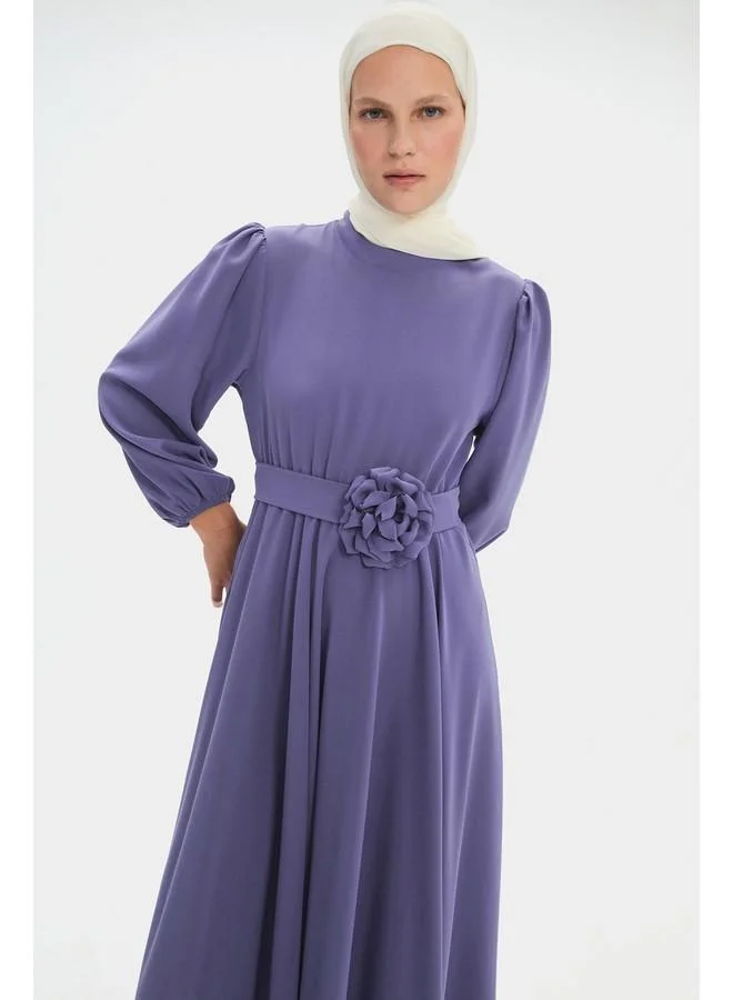 جون June Women Floral Detailed Balloon Sleeve Maxi Dress Lilac