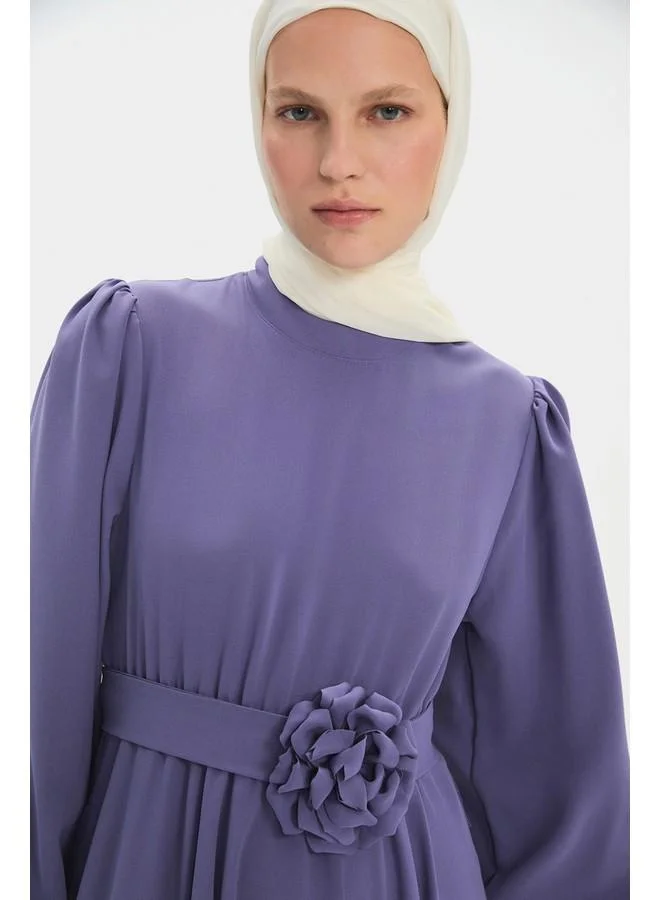 جون June Women Floral Detailed Balloon Sleeve Maxi Dress Lilac