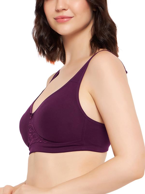 Clovia Women's Cotton Non-Padded Non-Wired Full Figure T-Shirt Bra (BR1214P15_Purple_34D) - Image 2