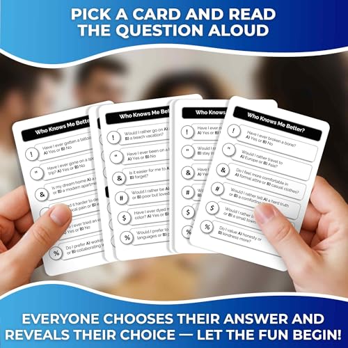 QUOKKA Family Board Games for Adults and Teens Who Knows Me Better Classic Family Trivia Card Game with 95 Cards Fun Guessing Game for 15 Year Olds - Image 5