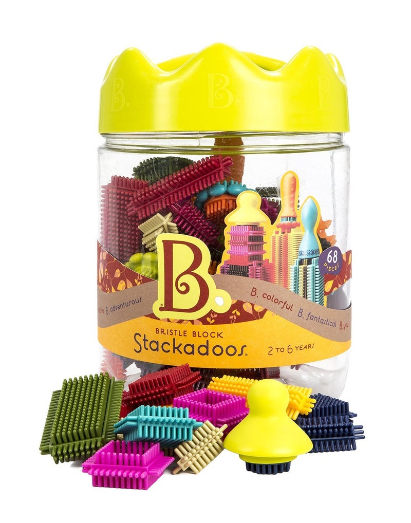 B. Toys ب. ألعاب - كتل فرشاة - ستاكادوس - مجموعة كتل البناء STEM - 68 كتلة متشابكة - ألعاب للأطفال الصغار، الأطفال - جرة تخزين مع غطاء - 2 سنوات وما فوق - Image 1