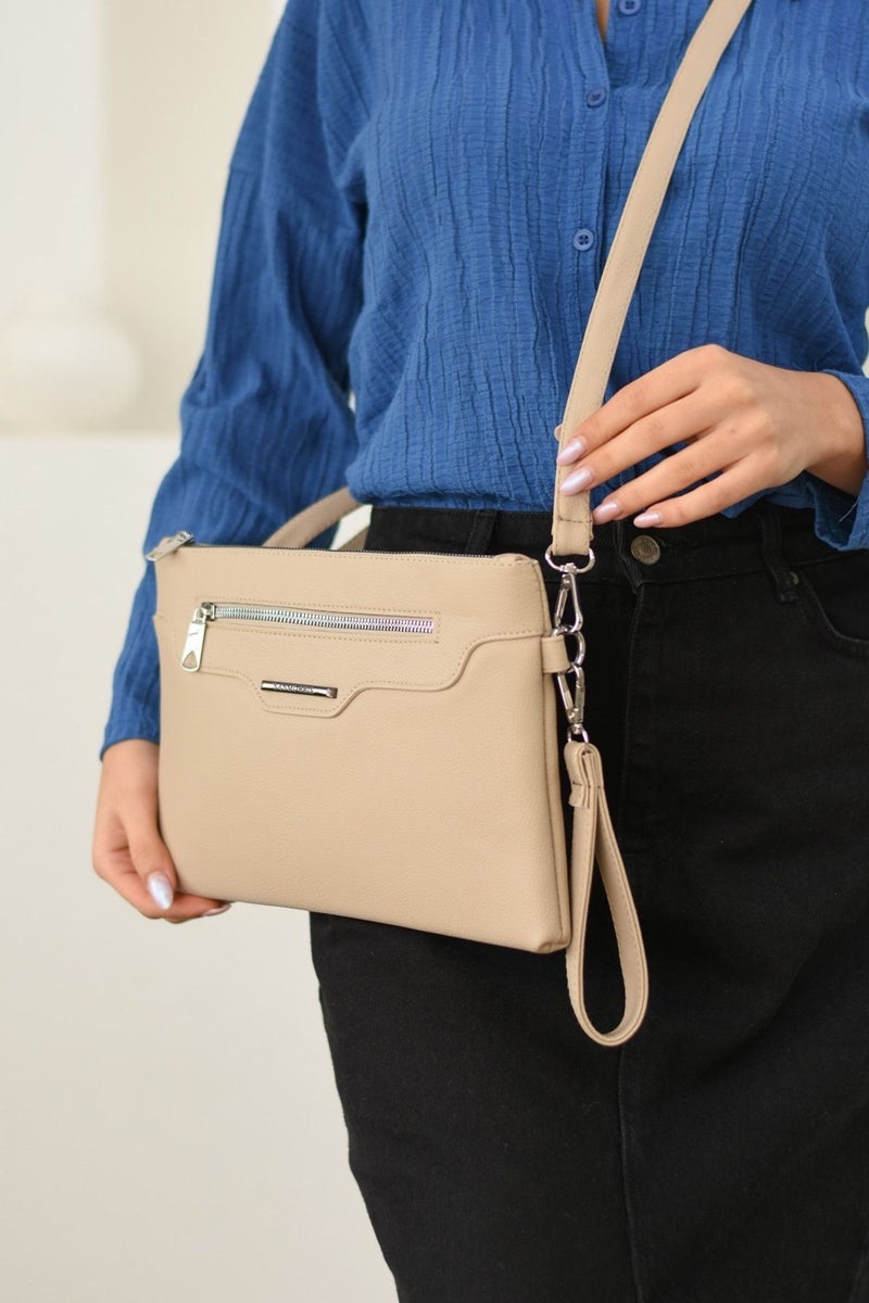 Sanmorris Women's Faux Leather Portfolio with Adjustable Cross Strap and Hand Strap, Clutch Çanra  - Image 2