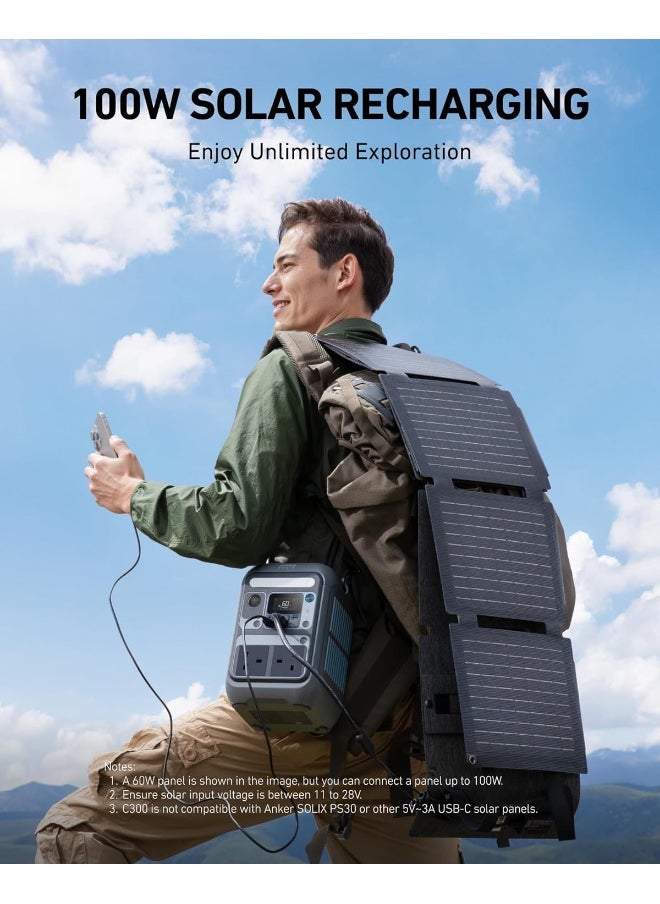 Anker SOLIX C300 Portable Power Station, Outdoor 288Wh LiFePO4 Battery, 300W (600W Surge) Solar Generator, 140W Two-Way Fast Charging, For Camping, Traveling, and Emergencies (Solar Panel Optional)  - Image 5
