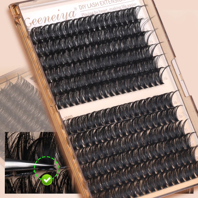 Geeneiya 16MM Volume Lash Clusters Kit DIY Lash Extension Kit D Curl Eyelash Extensions with Waterproof Lash Bond and Seal Waterproof Tweezers,Only 16MM, 80D+100D - Image 5