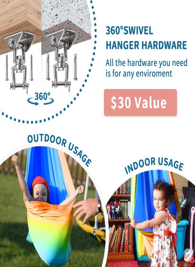 OUTREE Double Layer Therapy Swing with 360 Swivel Hanger, Healing & Relaxing Cuddle Swing for Kids and Adults with Autism, ADHD, Sensory Processing Disorder (Orange-Green Gradient) - Image 5