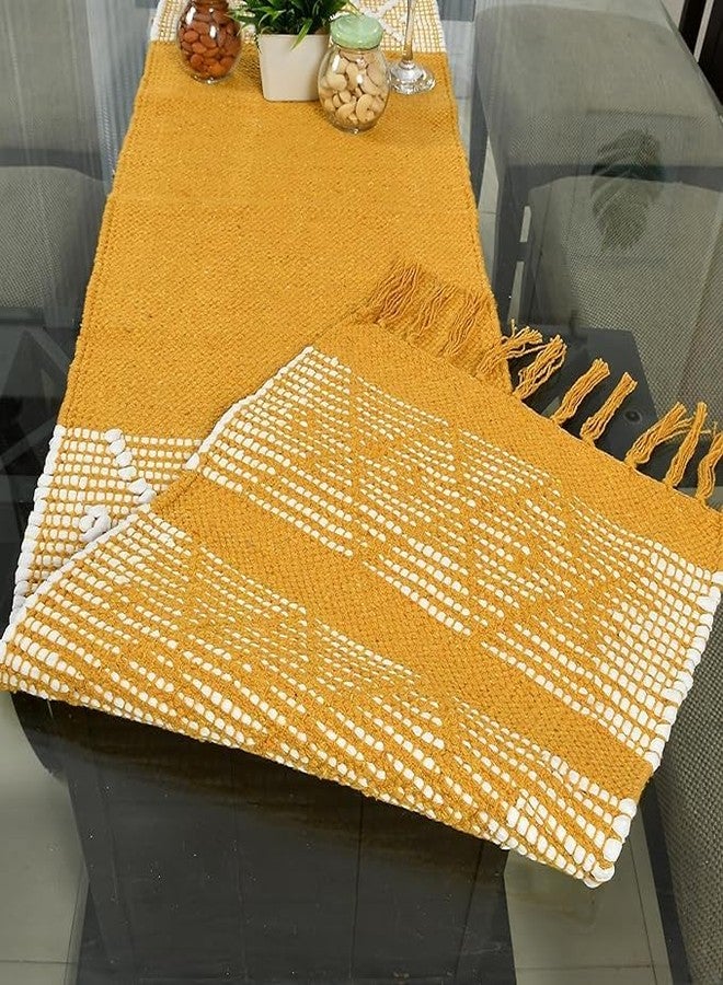SLAZIE Cotton 4-6 Seater Cotton Table Runner|Table Cover|Table top|Table Linen|Table Decor for Dining Table|Centre Table|Coffee Table|Shelf(14*72 inches)|Yellow d| SLS 010 - Image 5