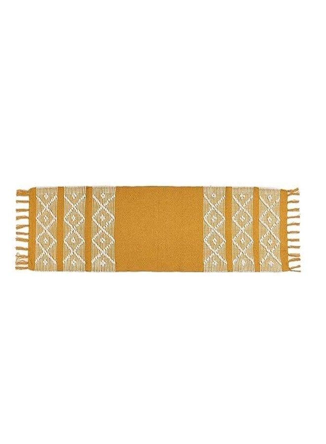 SLAZIE Cotton 4-6 Seater Cotton Table Runner|Table Cover|Table top|Table Linen|Table Decor for Dining Table|Centre Table|Coffee Table|Shelf(14*72 inches)|Yellow d| SLS 010 - Image 4