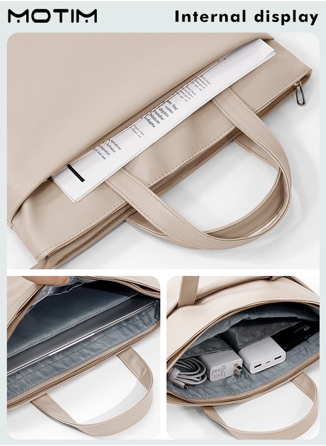 Motim - Laptop Bag 14 inch Leather Computer Tote Bag Large Capacity Waterproof Business Office Briefcase Messenger Laptop Case Ladies Handbag Bag for Travel/Business Multifunctional - Image 1