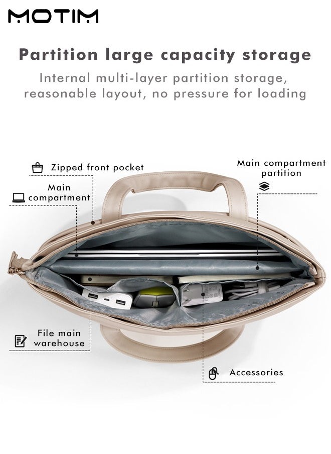 Motim - Laptop Bag 14 inch Leather Computer Tote Bag Large Capacity Waterproof Business Office Briefcase Messenger Laptop Case Ladies Handbag Bag for Travel/Business Multifunctional - Image 1