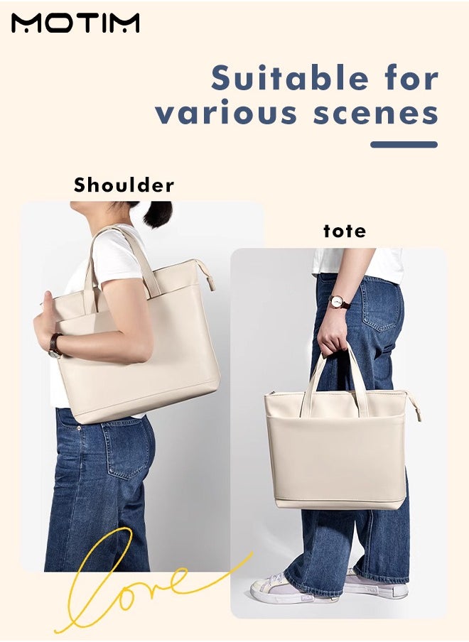 Motim - Laptop Bag 14 inch Leather Computer Tote Bag Large Capacity Waterproof Business Office Briefcase Messenger Laptop Case Ladies Handbag Bag for Travel/Business Multifunctional - Image 1