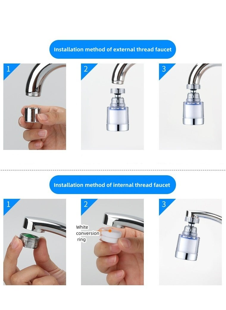 Generic - Bathroom Sink Filter Faucet Filter 360 Degree Rotating Faucet Filter Purifier Kitchen Faucet Filter removes Chlorine, Fluorine, Heavy Metals and Hard Water (1pack Short) - Image 1