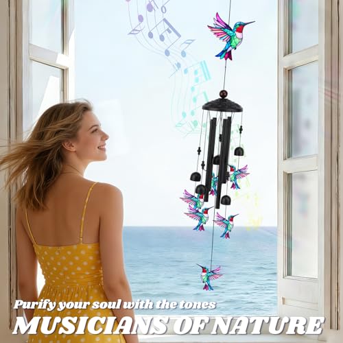 HWING Hummingbird Wind Chimes for Outside, Metal Wind Chimes Outdoor for Patio Porch Yard Garden, Hummingbird Gifts for Women, Mothers Day Birthday Memorial Gifts for Mom Grandma Wife, Outdoor Decor - Image 5