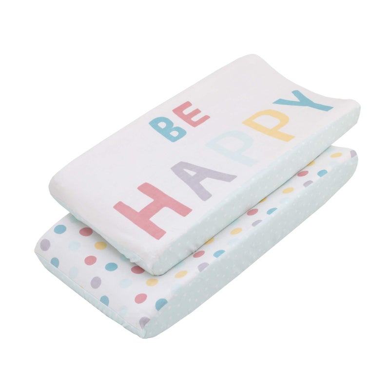 NoJo Be Happy Multi Color Polka Dots 2 Pack Super Soft Changing Pad Covers Orange Grey Yellow Turquoise
