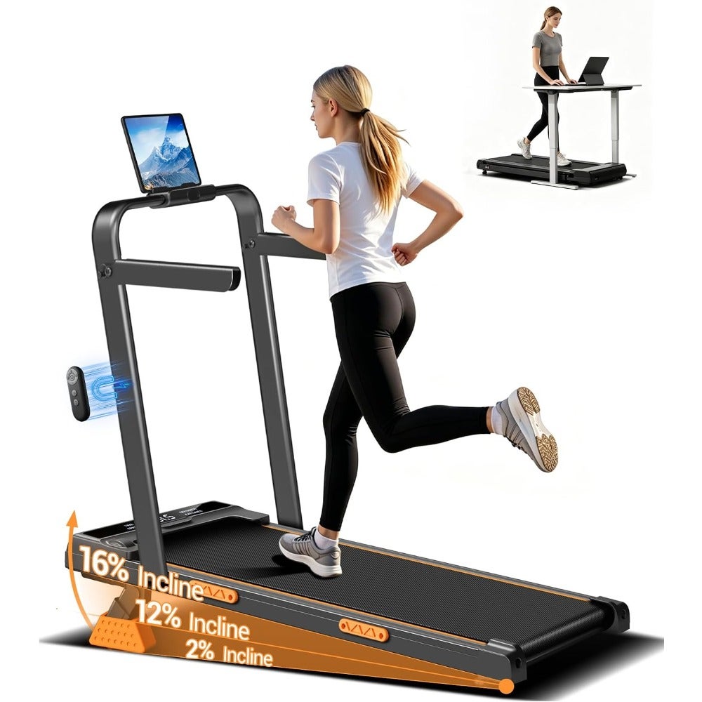 Treadmill With Handle 16 Incline Walking Pad Running Machine 10KM/H Speed Home Gym Fitness Equipment Compact Design For Indoor Exercise