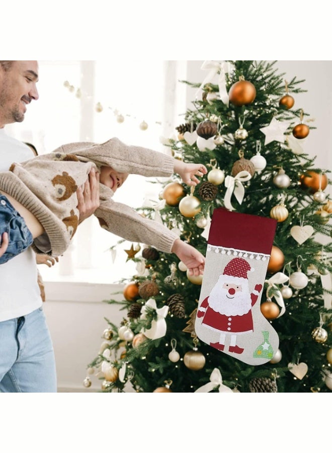 فتيرلي مجموعة من 2 جوارب عيد الميلاد على شكل رجل ثلج وسانتا كلوز، أكياس هدايا جوارب عيد الميلاد للعائلة وزينة حفلات عيد الميلاد - Image 2