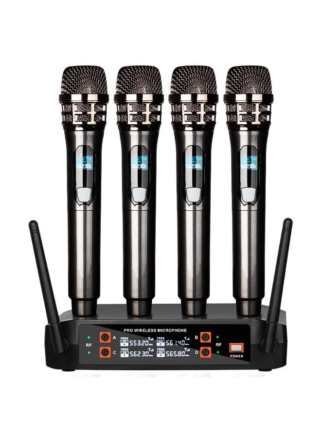 نظام ميكروفون لاسلكي UHF احترافي 4 قنوات من ZFSZ مع 4 ميكروفونات يدوية - Image 1