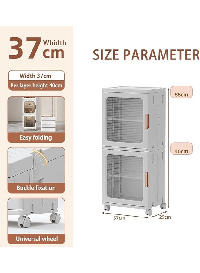 JCB CHIC 2-Tiers Bathroom Storage Cabinet, Plastic Narrow Bathroom Storage Organizer with Doors and Shelves, Bathroom Storage Floor Cabinet for Small Spaces, Bathroom, Kitchen, Laundry - Image 2
