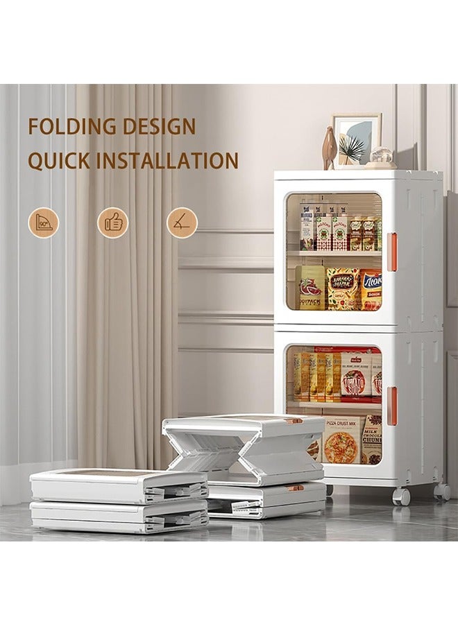 JCB CHIC 2-Tiers Bathroom Storage Cabinet, Plastic Narrow Bathroom Storage Organizer with Doors and Shelves, Bathroom Storage Floor Cabinet for Small Spaces, Bathroom, Kitchen, Laundry - Image 3