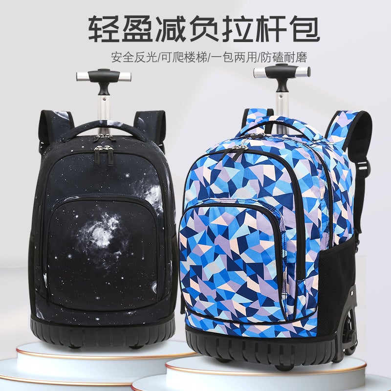 Large-Capacity Kidsren'S Trolley Schoolbag For Girls 3-6-9 Grade Large Size Junior High School Students And Primary School Students Ultra-Light Can Climb Stairs - Image 2