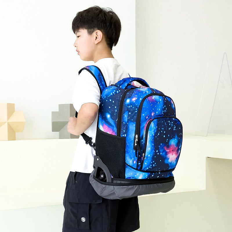 Large-Capacity Kidsren'S Trolley Schoolbag For Girls 3-6-9 Grade Large Size Junior High School Students And Primary School Students Ultra-Light Can Climb Stairs - Image 3