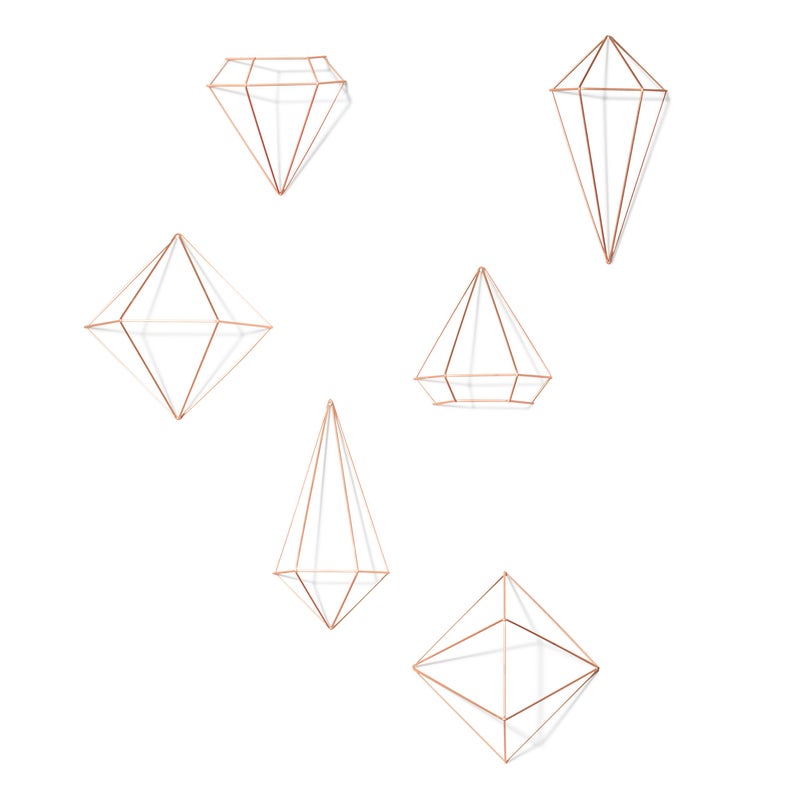 UMBRA Umbra Prisma Geometric Sculptures Decorate Your Wall with Modern Metallic Wire Shapes Table top Ceiling Dcor Set of 6 Copper for Kitchen 