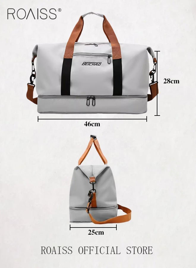 Multi Functional Large Capacity Carry on Luggage Bag Wet and Dry Separation Shoe Compartment Gym Bag Suitcase with Pull Rod Perfect for Teens Lightweight Waterproof Casual  Short Business Trips Bag