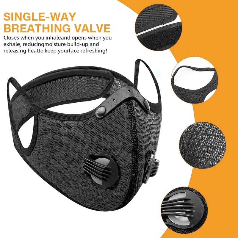 Serplex ® Sports Face Mask for Men & Women, Advanced 4-Layer Filtration, Reusable, Breathable Mesh, Adjustable, Windproof Dust Mask for Cycling, Biking, Outdoor, All Seasons, Black - Image 4