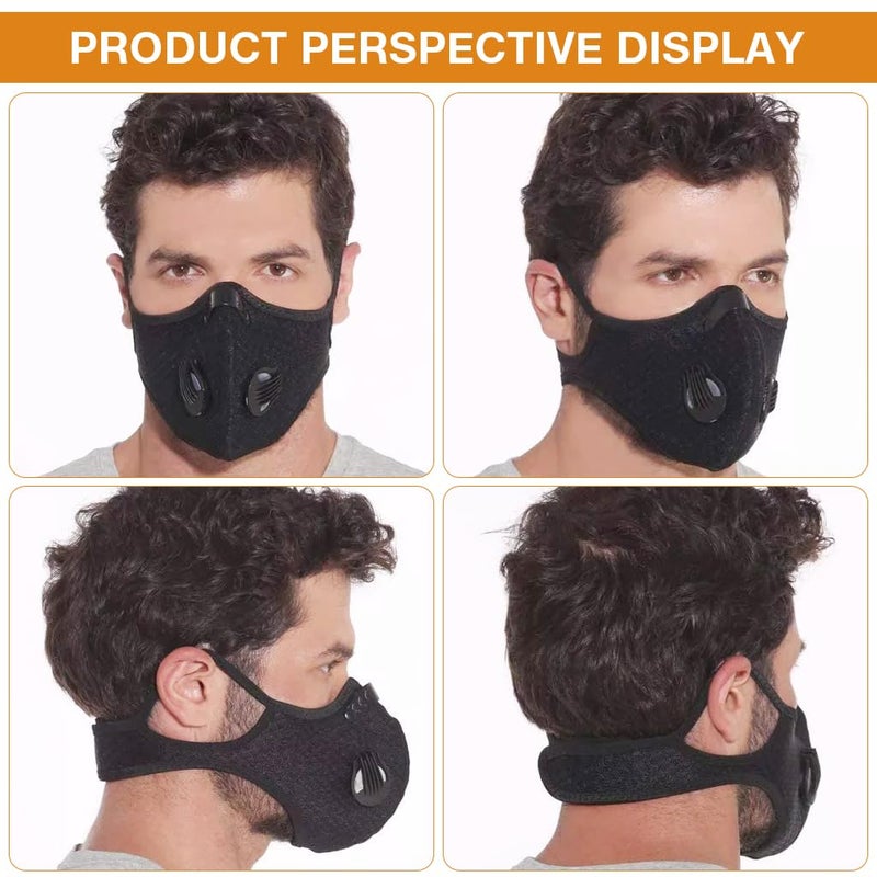 Serplex ® Sports Face Mask for Men & Women, Advanced 4-Layer Filtration, Reusable, Breathable Mesh, Adjustable, Windproof Dust Mask for Cycling, Biking, Outdoor, All Seasons, Black - Image 5