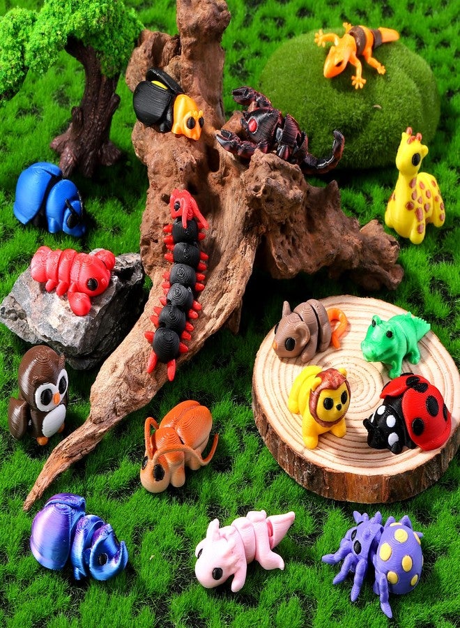 Teeanzo 50Pcs Mini 3D Printed Animals for Kids Articulated Flexible Wiglets Toys 3D Printed Figurines for Boys and Girls Party Favors Goodie Bag Stuffers School Classroom Prizes - Image 3