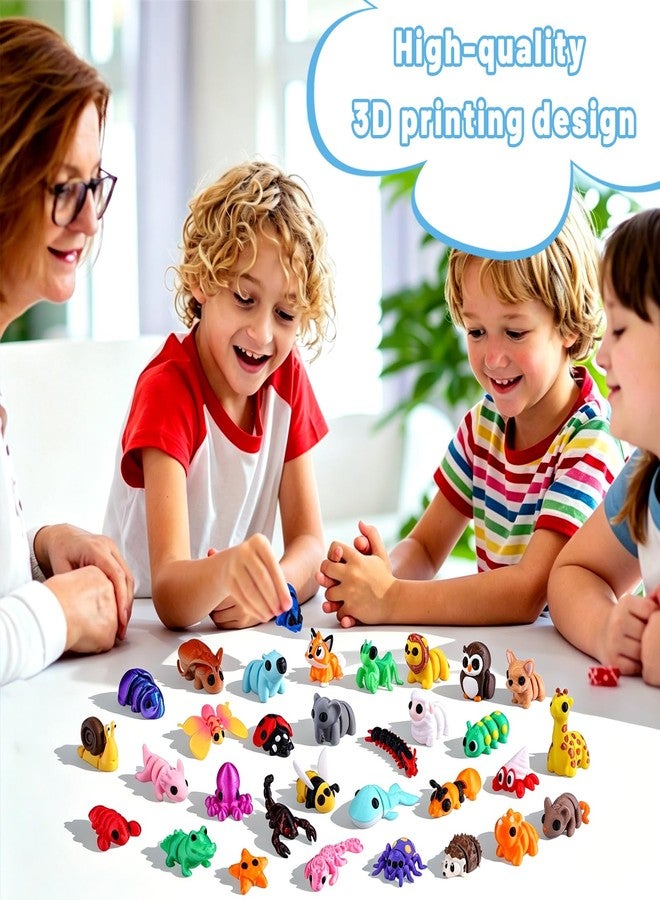 Teeanzo 50Pcs Mini 3D Printed Animals for Kids Articulated Flexible Wiglets Toys 3D Printed Figurines for Boys and Girls Party Favors Goodie Bag Stuffers School Classroom Prizes - Image 5