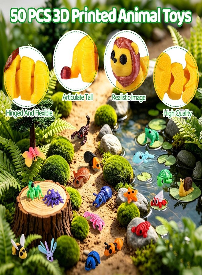 Teeanzo 50Pcs Mini 3D Printed Animals for Kids Articulated Flexible Wiglets Toys 3D Printed Figurines for Boys and Girls Party Favors Goodie Bag Stuffers School Classroom Prizes - Image 4