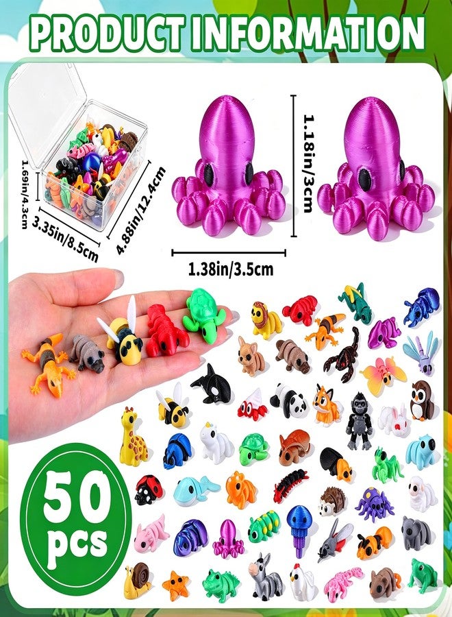Teeanzo 50Pcs Mini 3D Printed Animals for Kids Articulated Flexible Wiglets Toys 3D Printed Figurines for Boys and Girls Party Favors Goodie Bag Stuffers School Classroom Prizes - Image 2