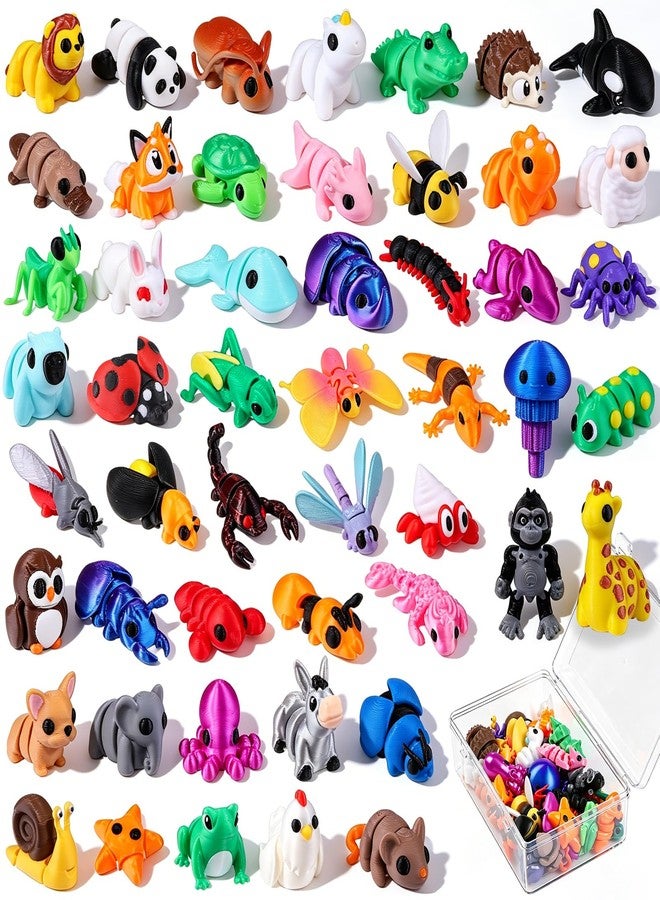 Teeanzo 50Pcs Mini 3D Printed Animals for Kids Articulated Flexible Wiglets Toys 3D Printed Figurines for Boys and Girls Party Favors Goodie Bag Stuffers School Classroom Prizes - Image 1