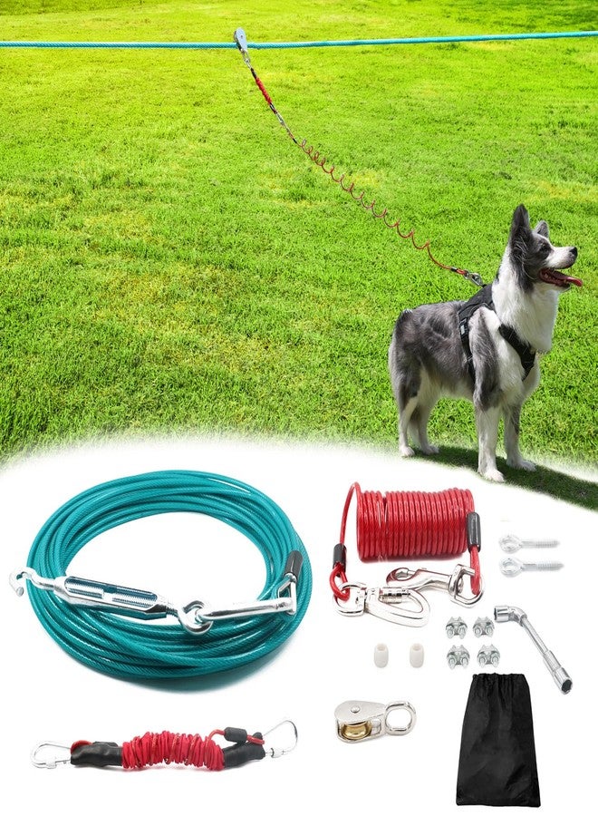 Tyalez 100FT Dog Run for Yard Heavy Duty with 10FT Tie Out Cable, Outdoor Leash Trolley System for Large Dog to 300Lbs - Image 1